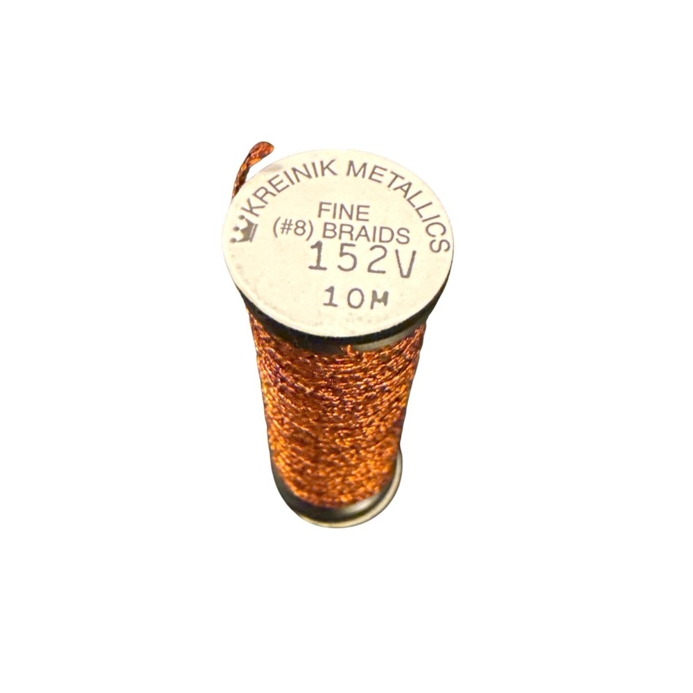 Kreinik Fine #8 Braid Metallic Thread 10M 152V Vintage Sienna New Embroidery